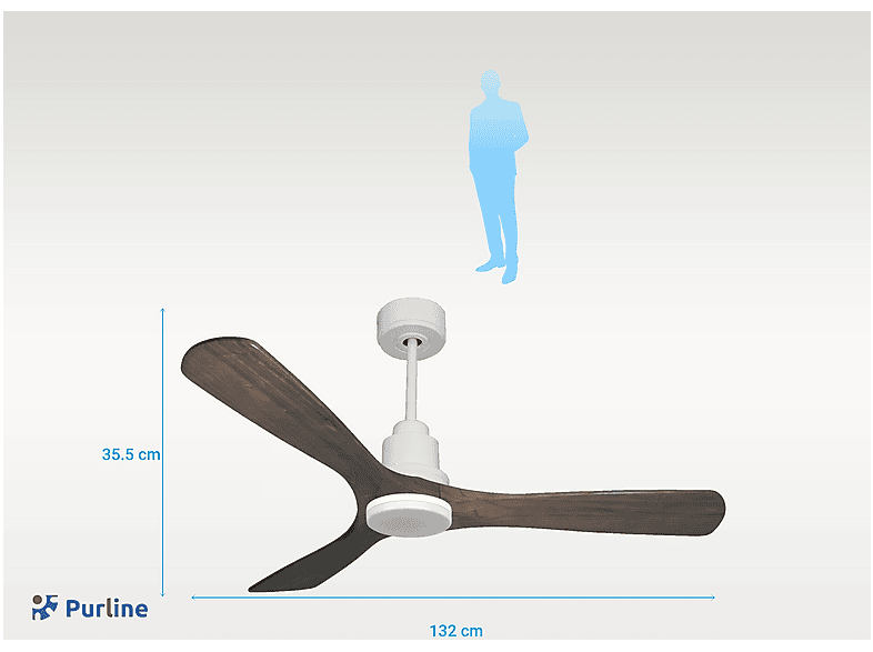 Ventilador de techo - Purline MoyoD132C04LED66871, 18 W, 6 velocidades, Blanco