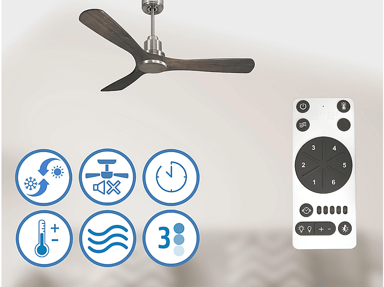 Ventilador de techo - Purline MoyoD132C0464496, 6 velocidades, Plata