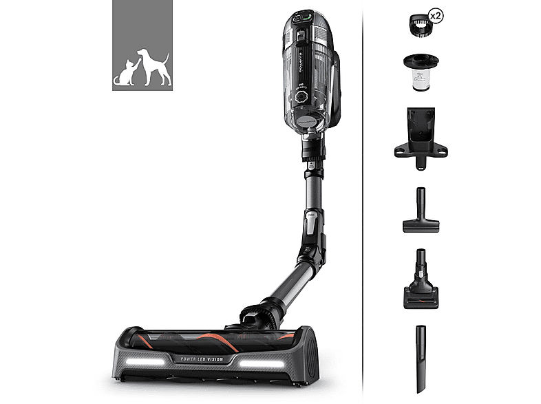 Aspirador escoba - Rowenta 3221616060449, 480 W, Potencia de succión 200 AirWatt, Depósito 0,9 l, Autonomía 70 min, Negro