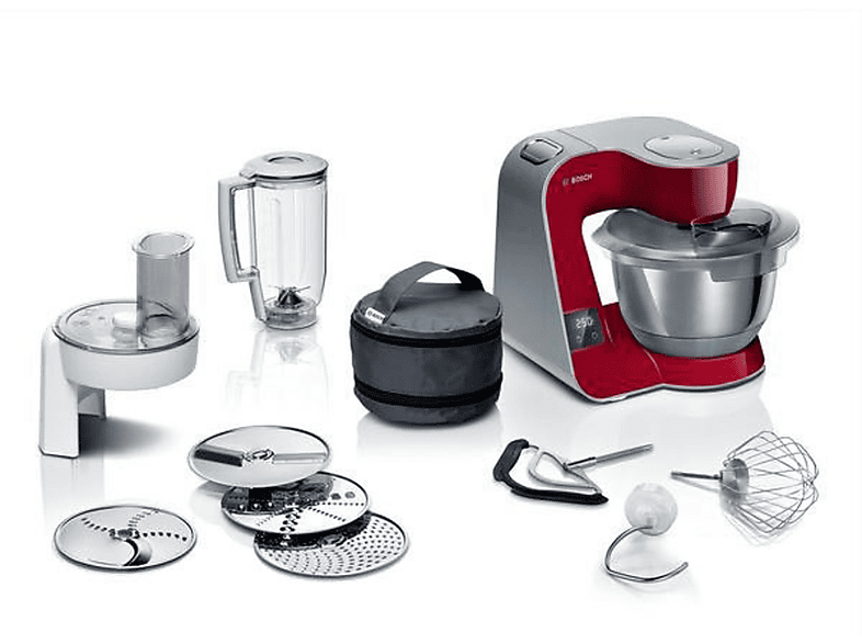 Robot de cocina - Bosch MUM5X720, 1000 W, 3,9 l, Rojo