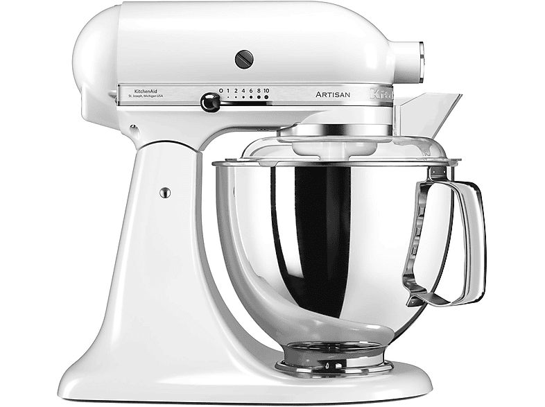 Robot amasador - KitchenAid 5KSM175PSEWH, 300 W, 4,8 l, Blanco