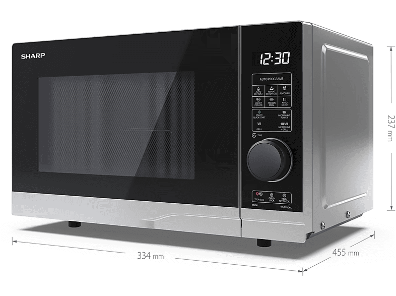 Microondas libre instalación - Sharp AKLBB1768518769, 700 W, 10 potencia, 20 l, Inox