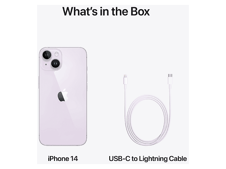Smartphone - Apple iPhone 14, Púrpura, Móvil iOS, 128 GB, 6 GB RAM, 6,1 " OLED, Ceramic Shield, Recubrimiento oleofóbico, Anti-huellas, Apple, A15
