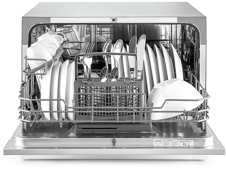 Lavavajillas compacto - Klarstein Havasia UV 6, 6 programas, 55 cm, Plata Metálica