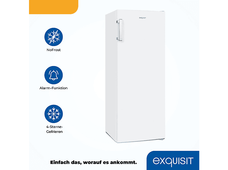 Congelador vertical - Exquisit GS231-NF-H-040C, 1430 mm, Blanco, Entrega en Domicilio