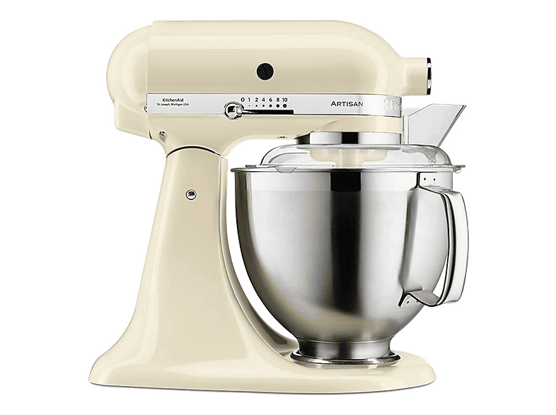 Robot amasador - KitchenAid 5KSM185PSEAC, 300 W, 4,8 l, almendra