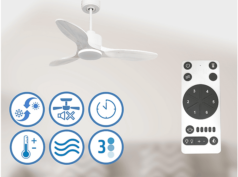 Ventilador de techo - Purline LimaD106C0364878, 6 velocidades, Blanco
