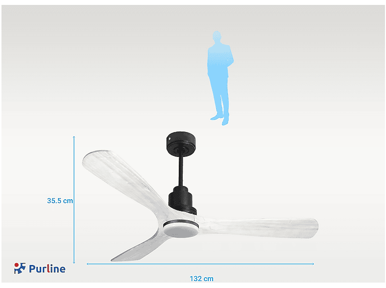 Ventilador de techo - Purline NusaD132C04LED64642, 18 W, 6 velocidades, Negro