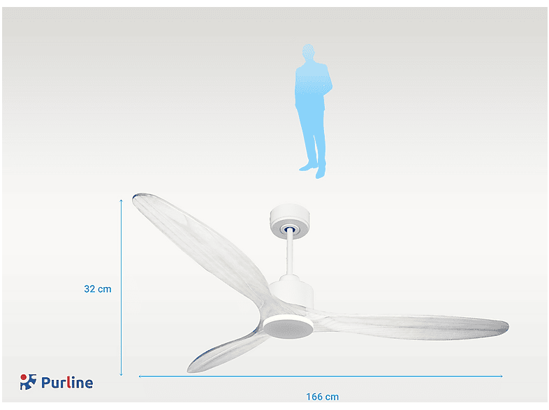 Ventilador de techo - Purline SalD166C0364885, 6 velocidades, Blanco