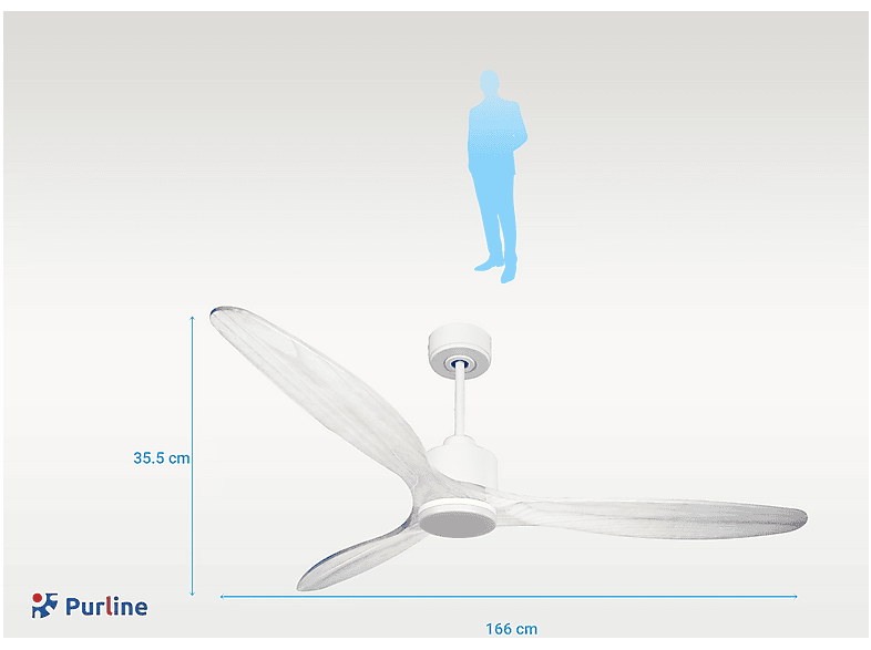 Ventilador de techo - Purline SalD166C03LED67775, 18 W, 6 velocidades, Blanco