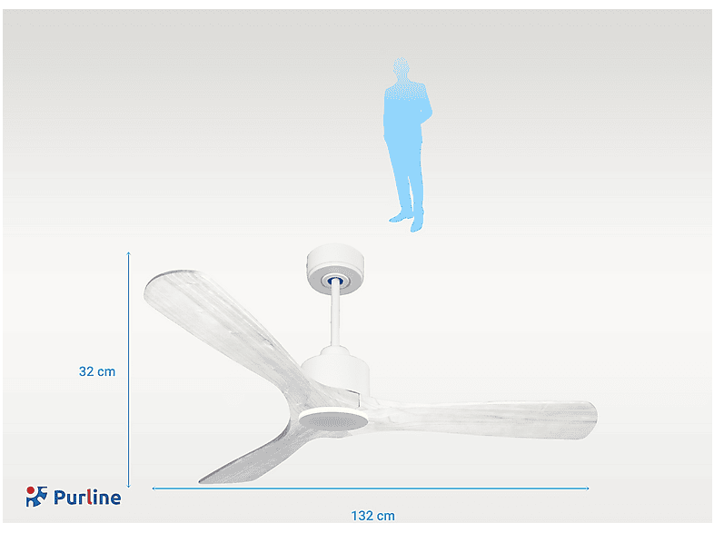 Ventilador de techo - Purline NusaD132C0364892, 6 velocidades, Blanco