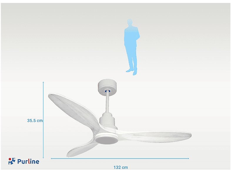 Ventilador de techo - Purline SantoriniD132C04LED64460, 18 W, 6 velocidades, Blanco