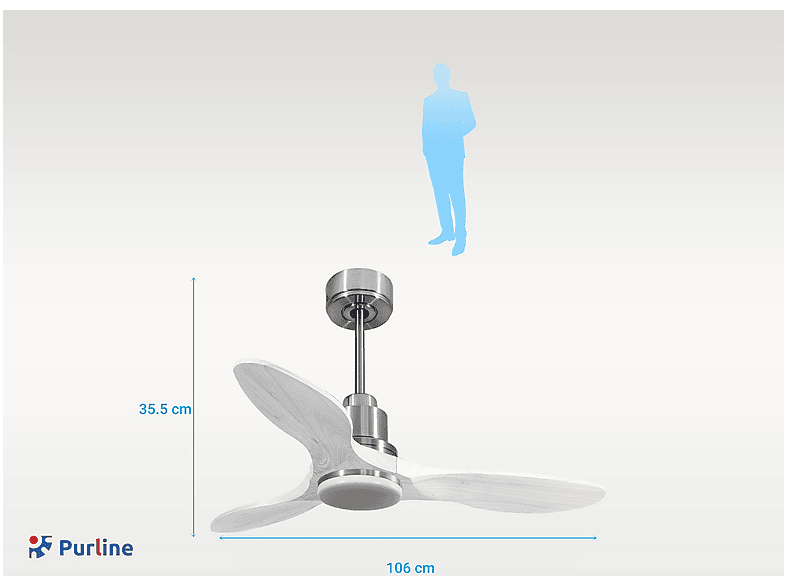 Ventilador de techo - Purline LimaD106C04LED67097, 18 W, 6 velocidades, Plata