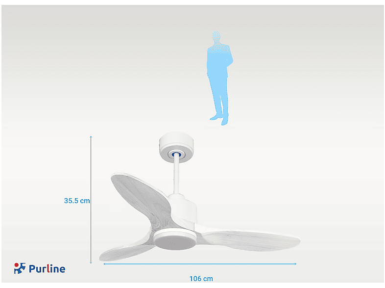 Ventilador de techo - Purline LimaD106C03LED64944, 18 W, 6 velocidades, Blanco