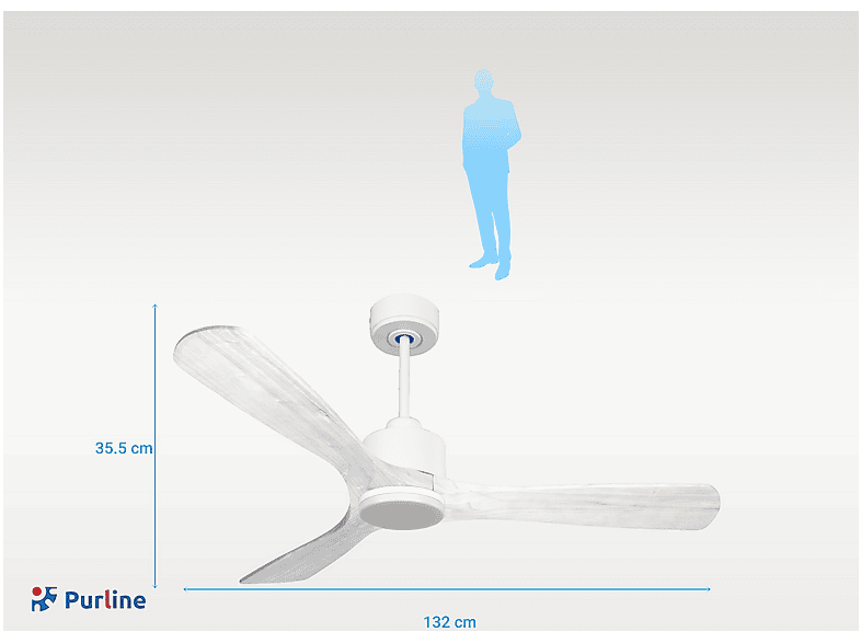Ventilador de techo - Purline NusaD132C03LED64958, 18 W, 6 velocidades, Blanco