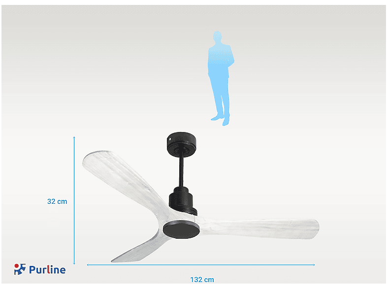 Ventilador de techo - Purline NusaD132C0464580, 6 velocidades, Negro