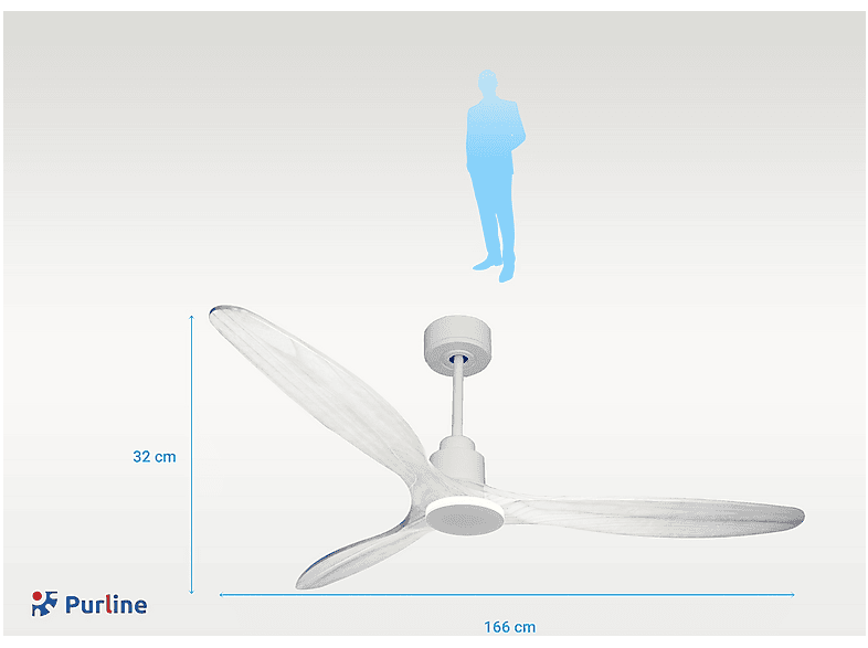 Ventilador de techo - Purline SalD166C0466707, 6 velocidades, Blanco