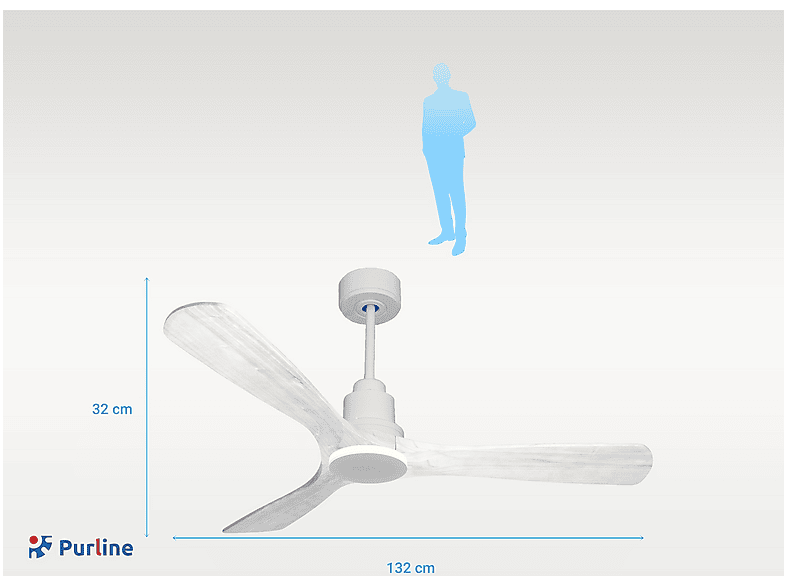 Ventilador de techo - Purline NusaD132C0466724, 6 velocidades, Blanco