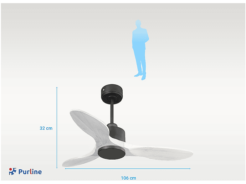 Ventilador de techo - Purline LimaD106C0365193, 6 velocidades, Negro