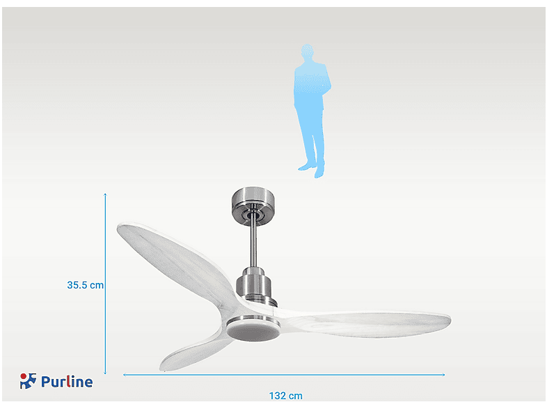 Ventilador de techo - Purline SantoriniD132C04LED64540, 18 W, 6 velocidades, Plata