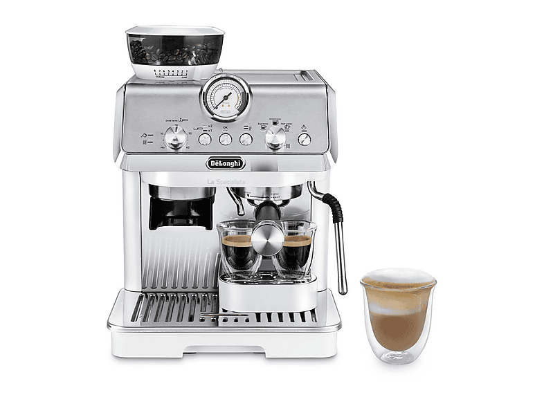 Cafetera espresso - Delonghi LA SPECIALISTA ARTE EC9155.W, 15 bar, 1300 W, 2 tazas, Blanco