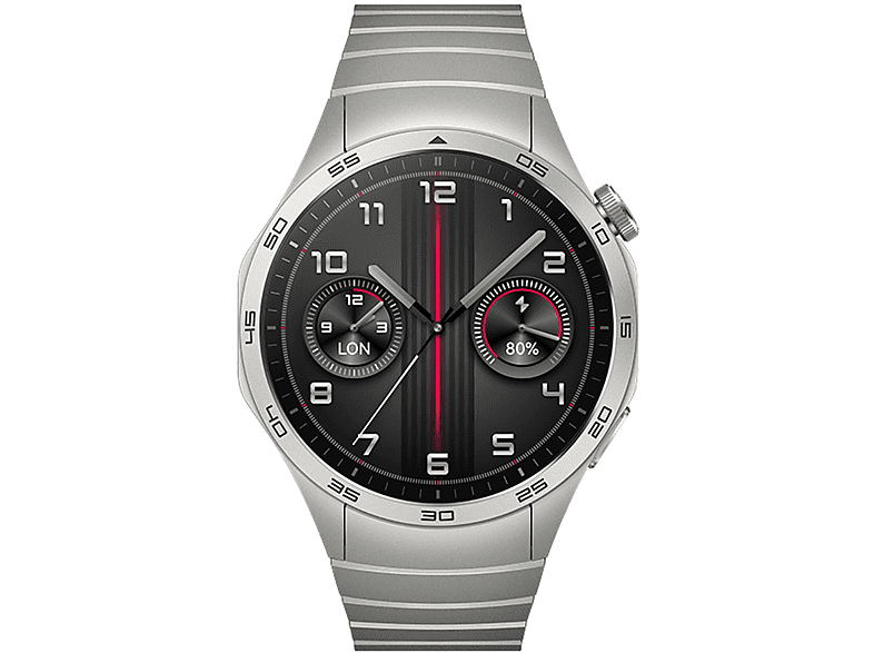 Smartwatch - Huawei WATCH GT4 46MM ELITE SILVER, 140-210mm, Acero inoxidable, Gris