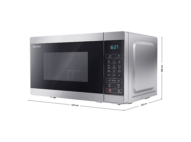 Microondas libre instalación - Sharp YC-MG02ES, 800 W, 11 potencia, 20 l, Inox