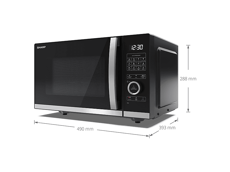 Microondas libre instalación - Sharp YC-QG234AE-B, 900 W, 10 potencia, 23 l, Inox