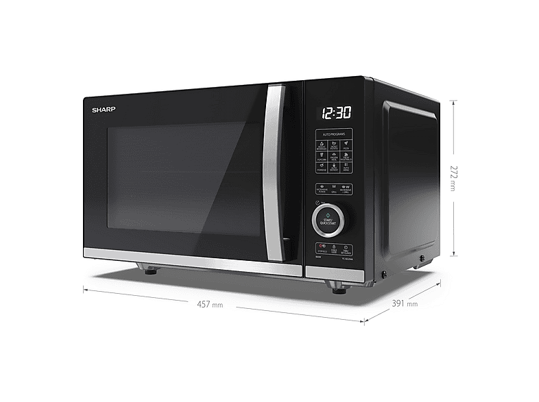 Microondas libre instalación - Sharp MICROONDAS LIBRE INST. SHARP YC-QG204AE-B SIN PLATO C/GRILL 20L, 800 W, 10 potencia, Inox