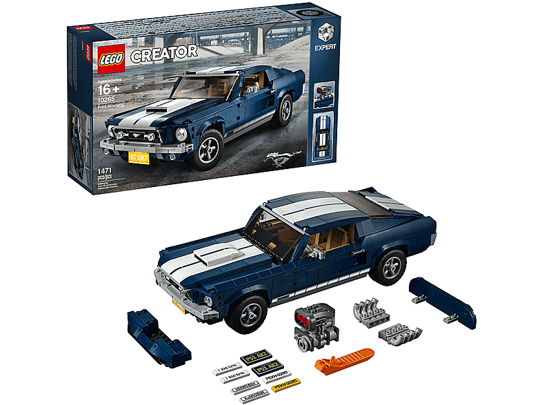 Juego de construcción - LEGO Set de construcción LEGO Creator Expert Ford Mustang - Azul oscuro con motor Big-Block 390 V8, 1471 piezas