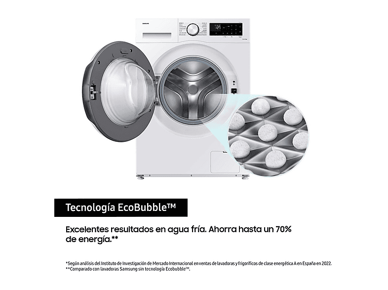 Lavadora carga frontal - Samsung WW90CGC04DTEEC, 9 kg, 14 programas, Blanco