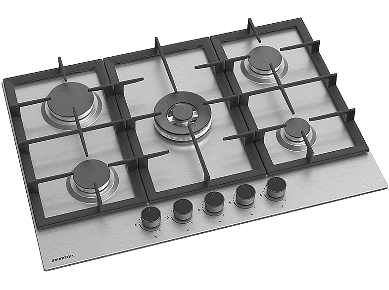 Placa de gas - Infiniton 76AGX51, 5 zonas, Propane/butane, 500 mm, Plata