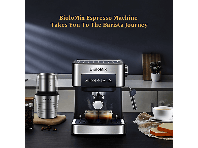 Máquina de café expreso - Biolomix LJ1522, 850 W, Gris