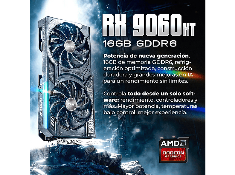 PC Gaming - PC Racing INTEL I7 ORDENADOR SOBREMESA, Intel® Core™ i7 12700F, 32 GB RAM, 2 TB SSD, Radeon™ RX 9060 XT, Windows 11 Pro, Negro