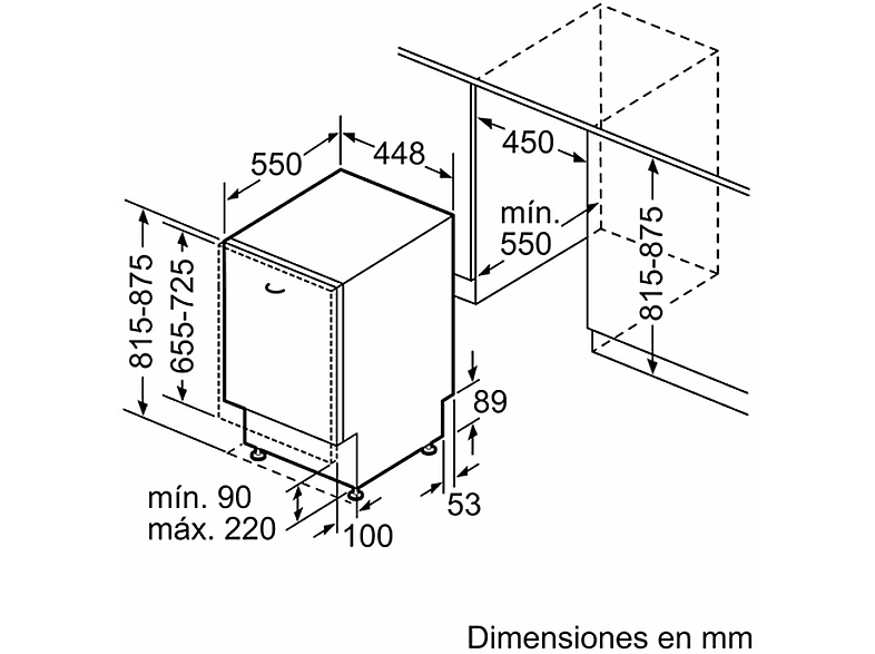 Lavavajillas integrable 45 cm - Balay 3VT4031NA, 10 servicios, 4 programas, 44,8 cm