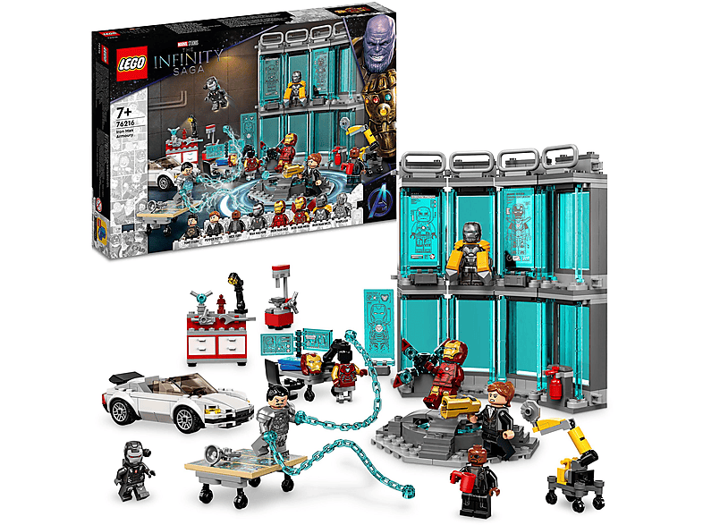 Juego de construcción - LEGO Kit de construcción LEGO® Marvel 76216 Armería de Iron Man (496 piezas), edad recomendada: 7 año(s)