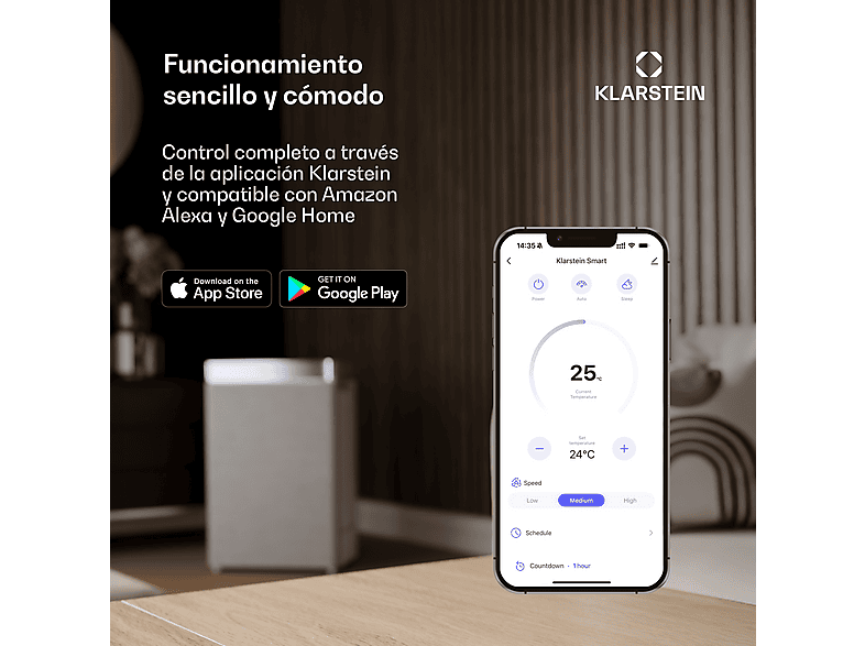 Deshumidificador - Klarstein DryFy Connect 40, 5 l, 45 m², Antracita
