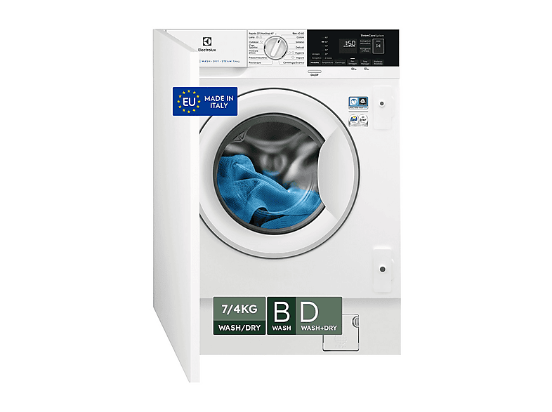 Lavadora secadora - Smeg LSIA127, 7 kg + 4 kg, Blanco