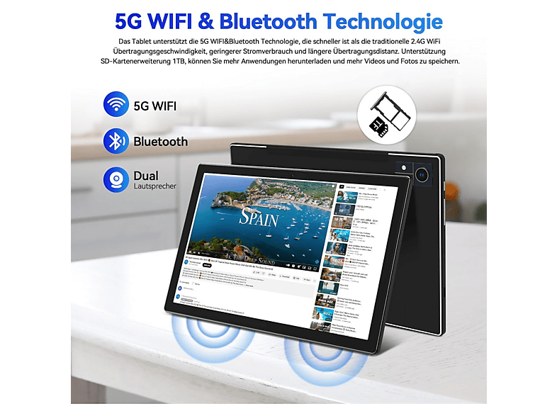 Tablet - Manike P98, 128 GB, Gray, 10,4 " Full-HD, 128 GB RAM, MT8788V, Tablet Android