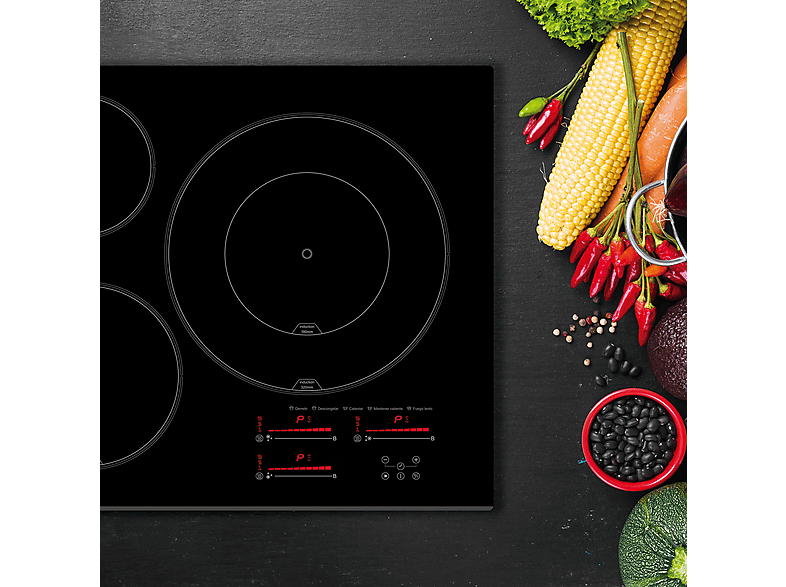 Placa de inducción - Cata Induccion Cata IINSB 6032 BK, 3 Fuegos zonas, 63 cm, Negro
