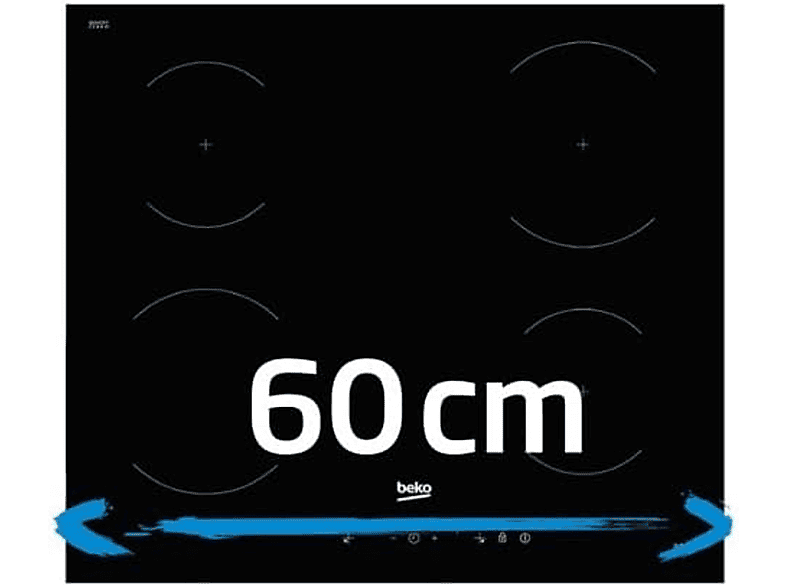 Placa de inducción - Beko HII68811NT, 8 zona(s) zonas, 580 mm, Negro
