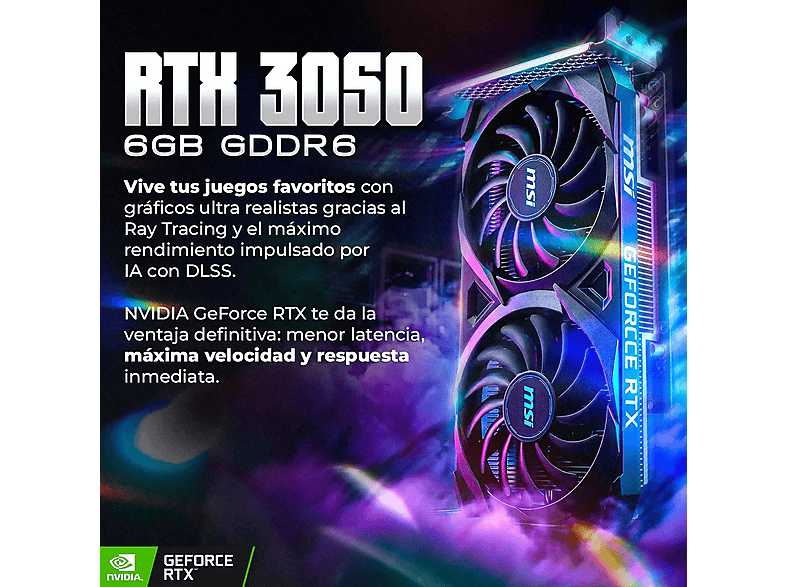 PC Gaming - PC Racing INTEL I5 ORDENADOR SOBREMESA COSMO, Intel® Core™ i5 10400F, 16 GB RAM, 1 TB SSD, GeForce RTX™ 3050, Windows 11 Pro, Negro