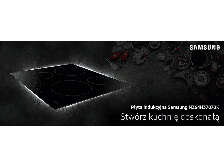 Placa de inducción - Samsung NZ64H37070K, 4 Fuegos zonas, 590 mm, Negro