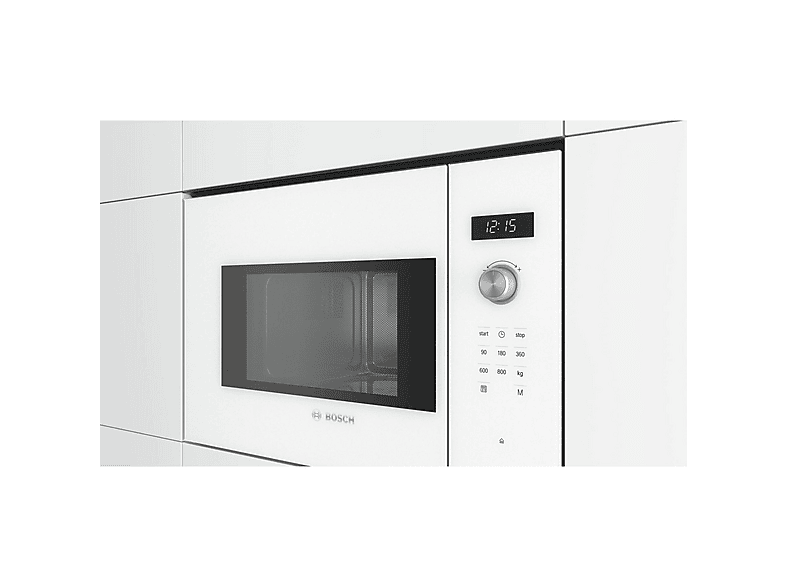 Microondas integrable - Bosch BFL524MW0, 800 W, 5 potencia, 20 l, Blanco