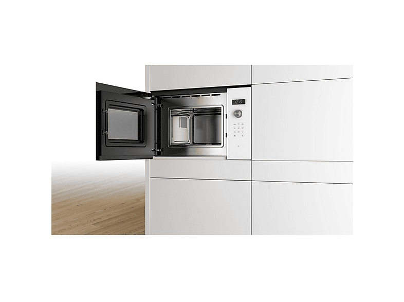 Microondas integrable - Bosch BFL524MW0, 800 W, 5 potencia, 20 l, Blanco