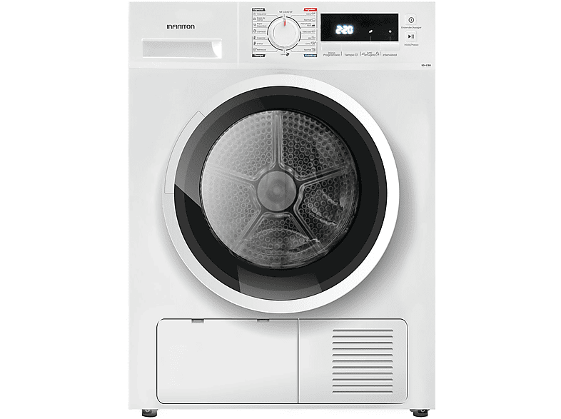 Secadora condensación - Infiniton SD-C8B, Condensación, 8 kg, 16 programas, Blanco