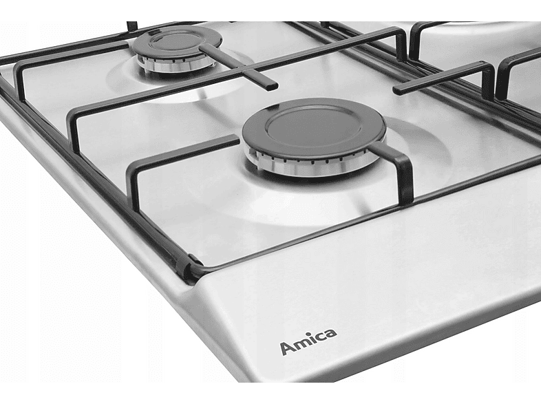 Placa de gas - Amica PGA6100BPR, 4 zonas, 590 mm, Inox