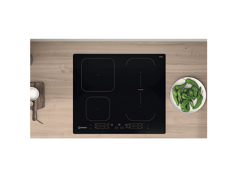 Placa de inducción - Indesit 869991583110, 4 zonas, 59 cm, Negro