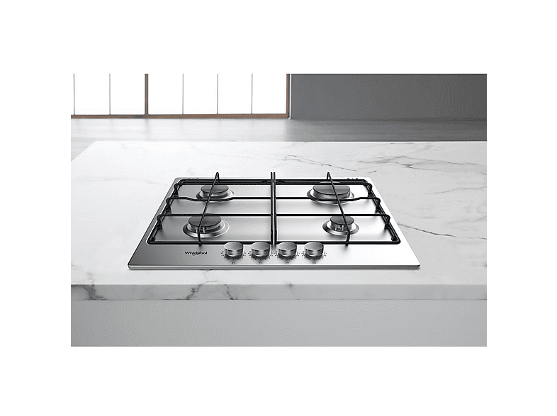 Placa de gas - Whirlpool TGML 650 IX, 4 zona(s) zonas, 580 mm, Acero inoxidable