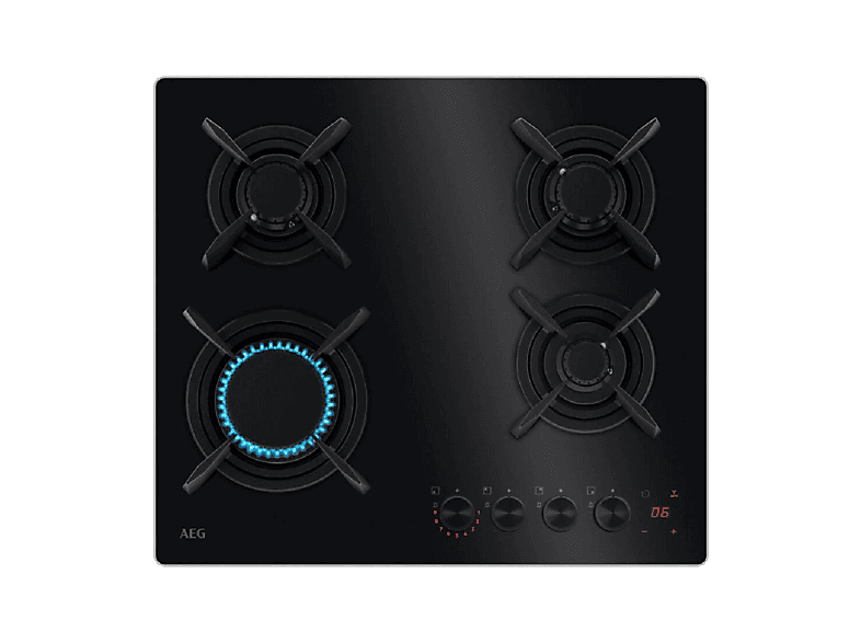 Placa de gas - AEG HKB64453NB, 4 zone(s) zonas, NG + LPG (Propane/Butane), 5,20 cm, Negro